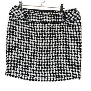 Charlotte Russe Houndstooth Knit Black and White Mini Skirt Side Zip Size 7